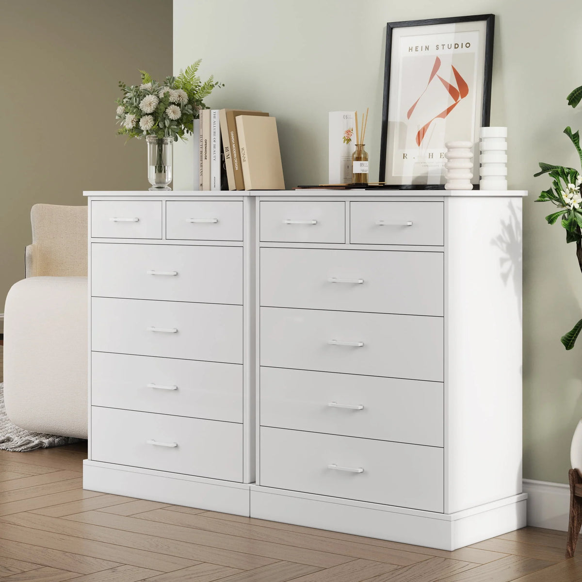 White 6 Drawer Wood Dresser G879639