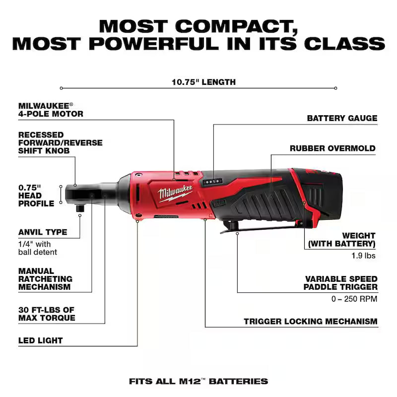 12V Cordless 1/4 in. and 3/8 in. Ratchet Combo Kit with 2.0Ah Batteries E554