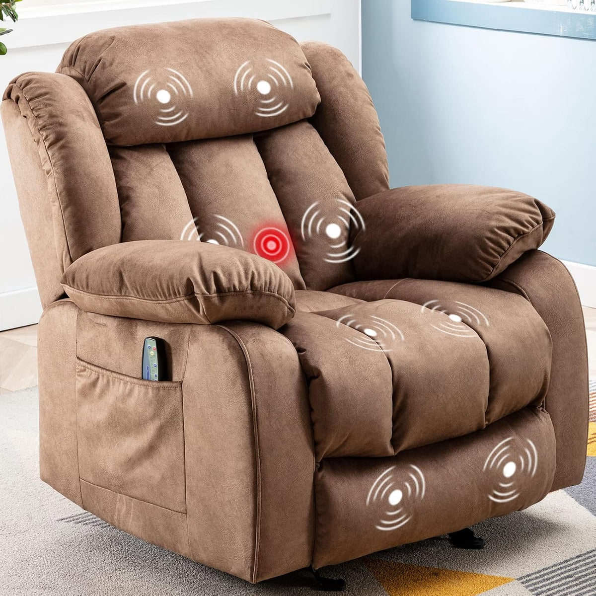 Brown Fabric Manual Rocker Recliner Single Sofa G3614