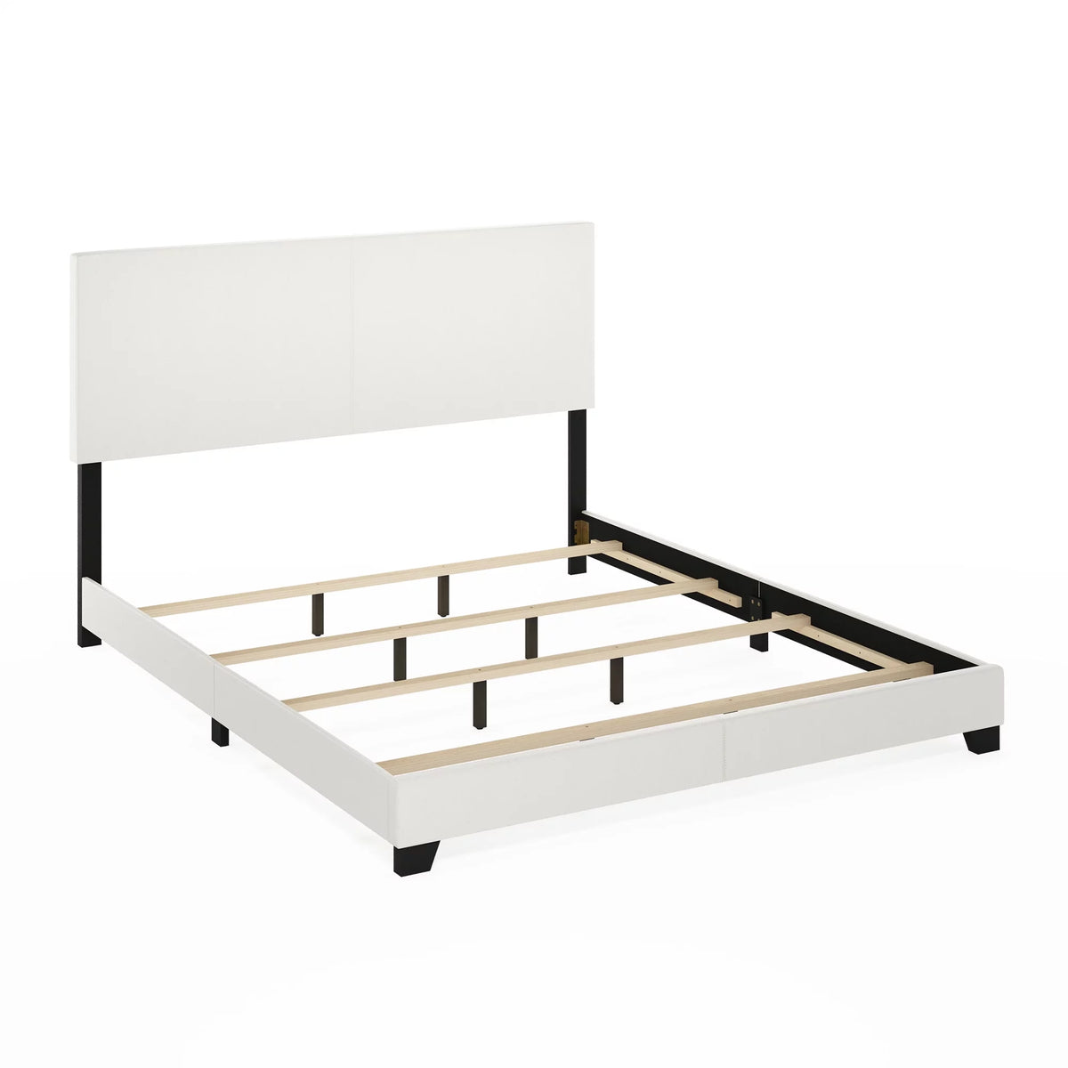 Upholstered Bed Frame, Black PU Leather, Twin XL S91485