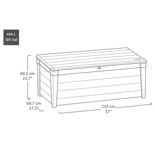 Brown 120 Gal Lockable Waterproof Plastic Deck Box C923