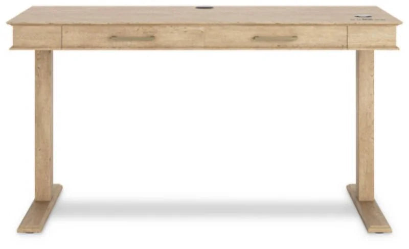Light Brown Adjustable Height Desk with USB Ports & 2 Drawers R366