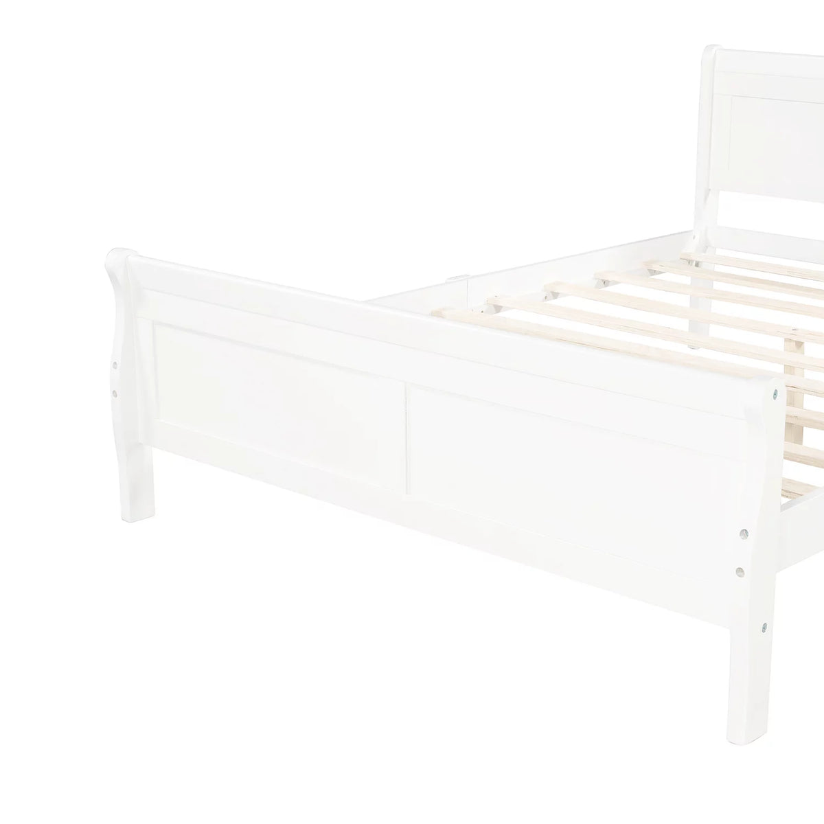White Full Size Platform Bed Frame with Wood Headboard and Footboard N51747