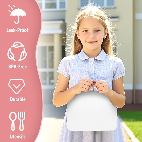 Kids 5 Compartment Leak-Proof Bento Lunch Box with Ice Pack and Utensils F925