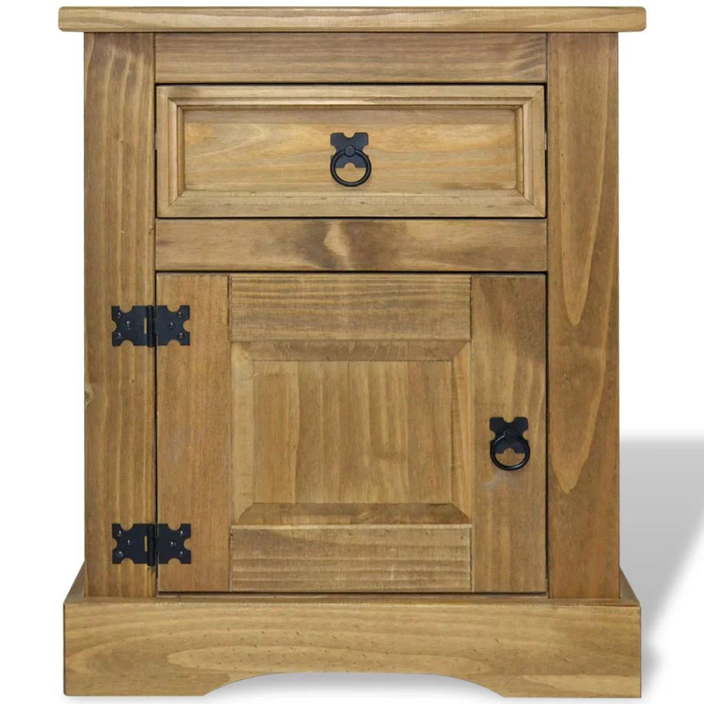 Rustic Wood Nightstand with Storage Drawer and Cabinet W301384