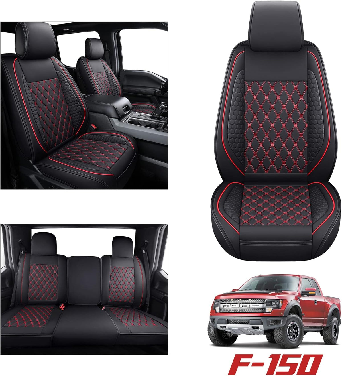 Black Waterproof Full Set Car Seat Covers for Ford F150 Y482586