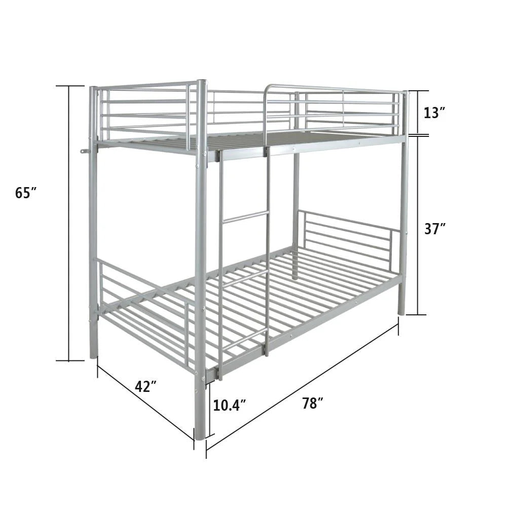 Twin Over Twin Gray Metal Bunk Bed I27216