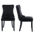 Button Tufted Upholstered Dining Chairs with Nailhead, Solid Wood Legs (Set of 2) U76960