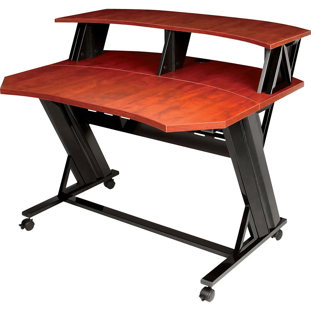 46" Studio Desk with Dual 4 RU Racks Cherry S642