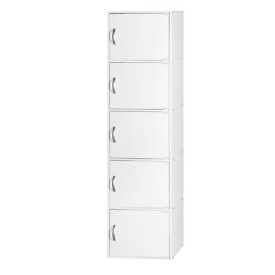 Black 5-Shelf Wood Bookcase with Doors H58809