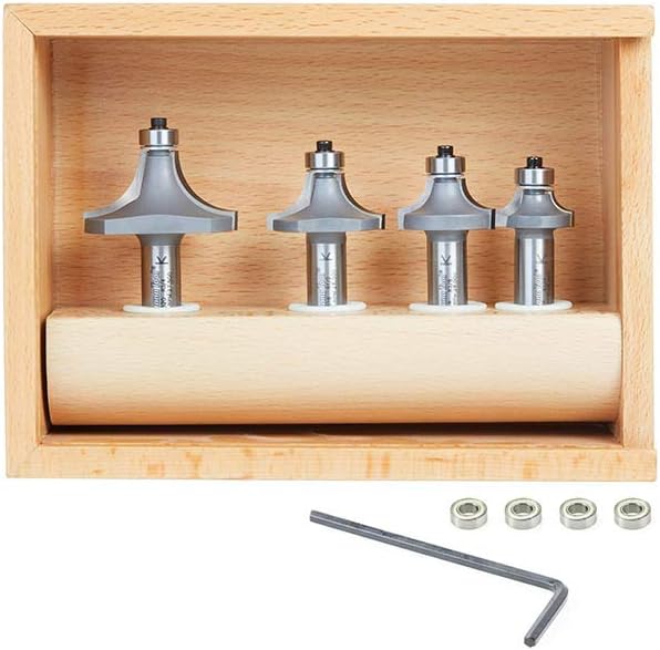 4-Pc Carbide Tipped Corner Rounding & Beading Router Bit Set 1/2 Inch Shank Y89394