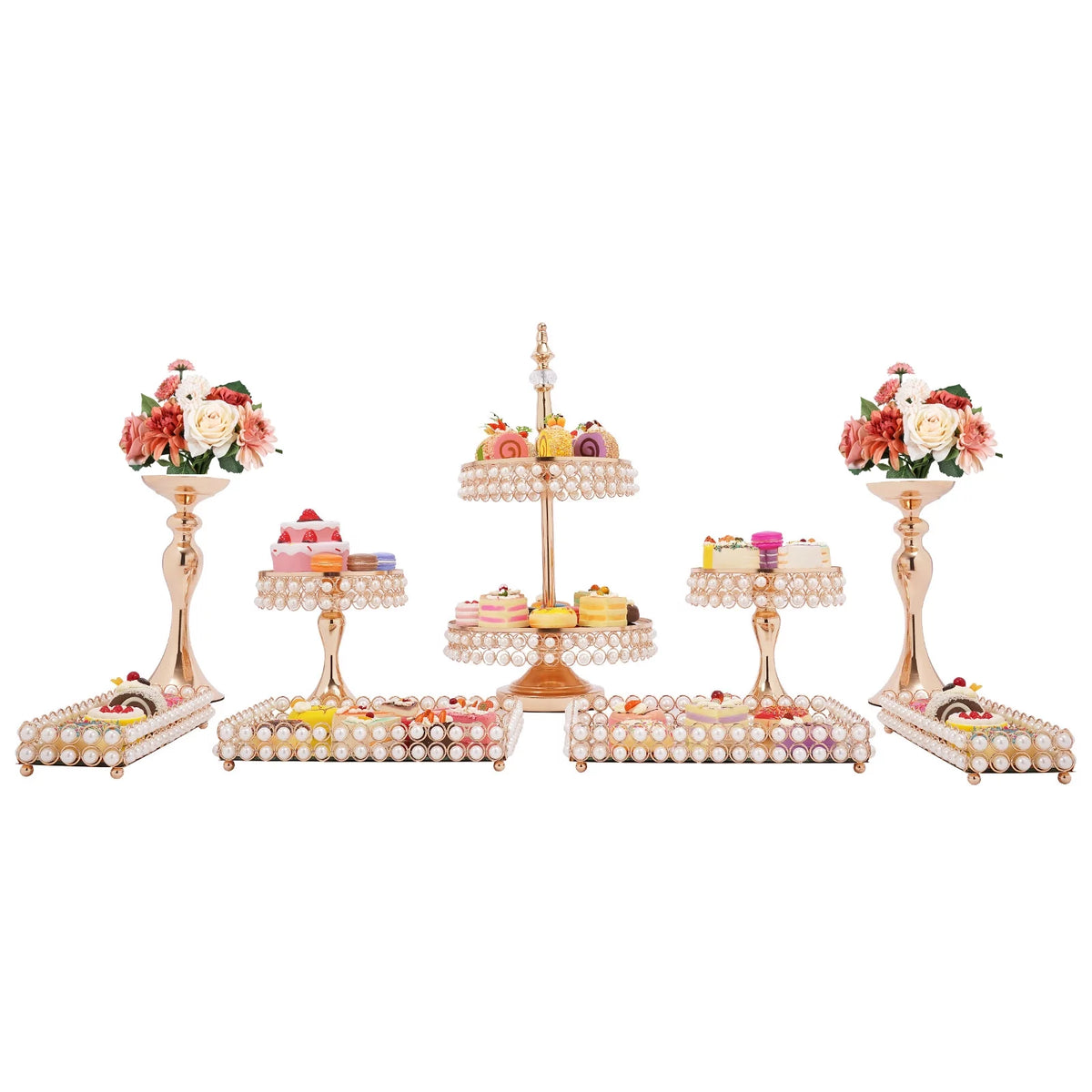 9 Pcs Acrylic Pearl Cake Stand Set U394