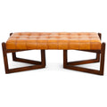 Tan Upholstered Leather Bench W4931