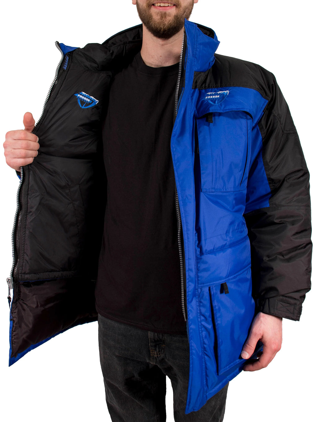 3in1 Winter Jacket Coat Parka & Vest (4XL, Blue) V6208