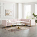 Pink Velvet 6-Piece Sectional Sofa P56804