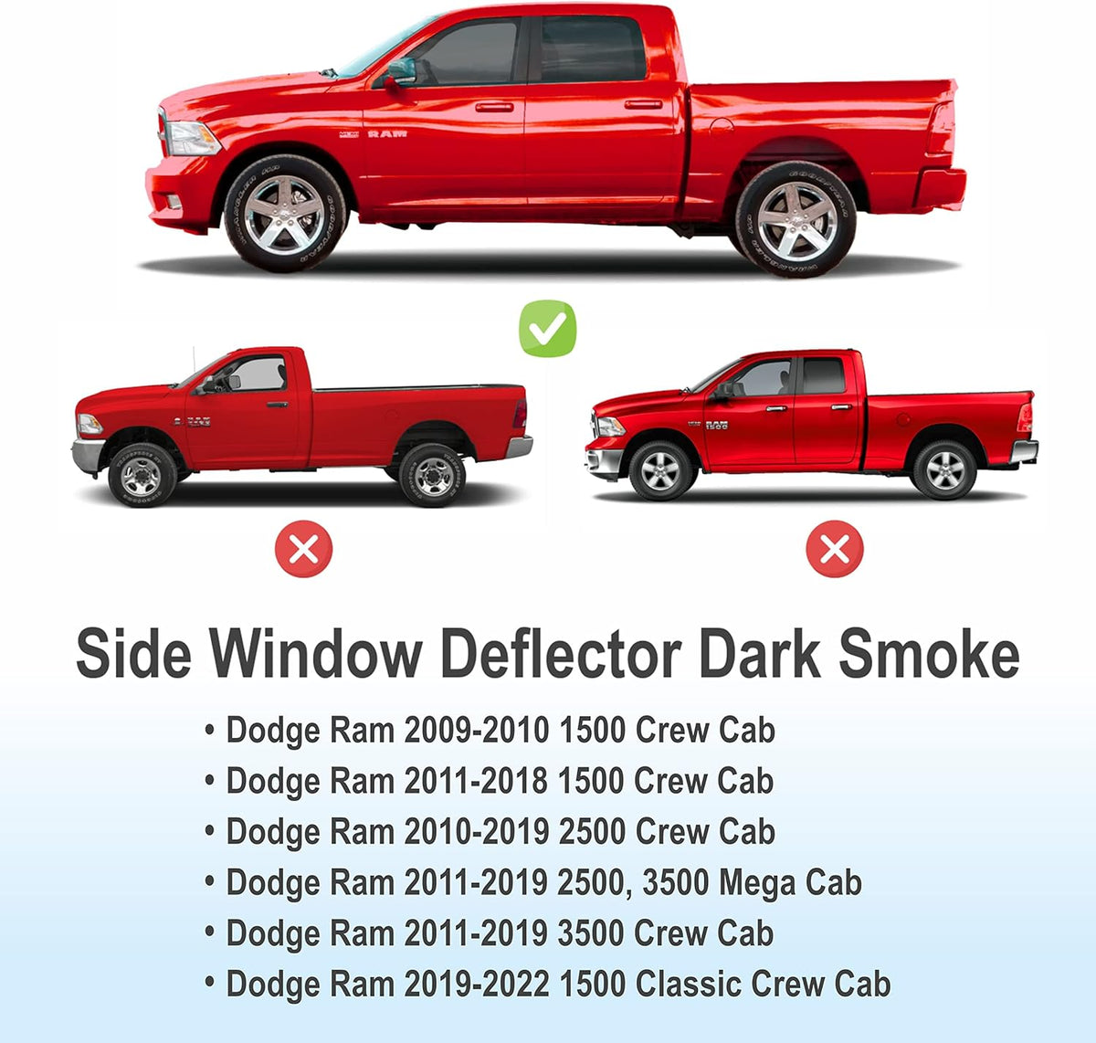 Dark Smoke In-Channel Side Window Vent Visor Rain Guards 4 pcs O480