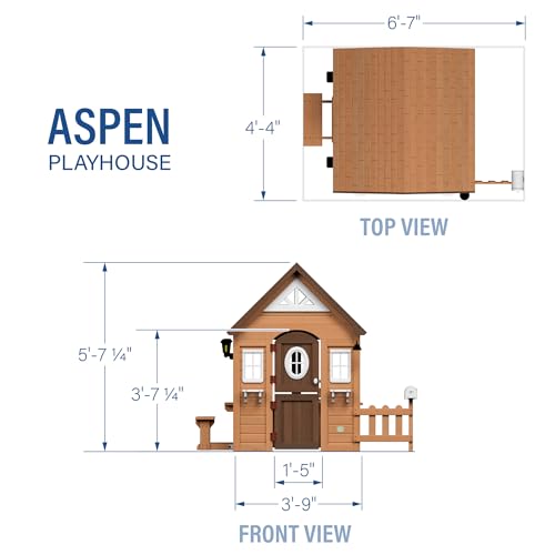 Cedar Wooden Kids Playhouse Cottage with Play Kitchen T30951