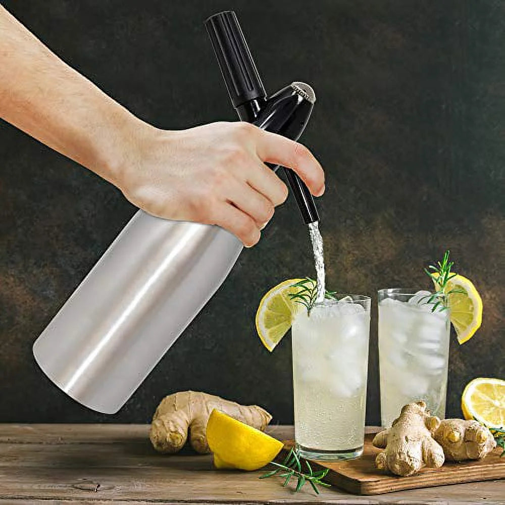 1 Liter Aluminium Soda Siphon with 20 Pack 8 Gram Co2 Cartridges H8770