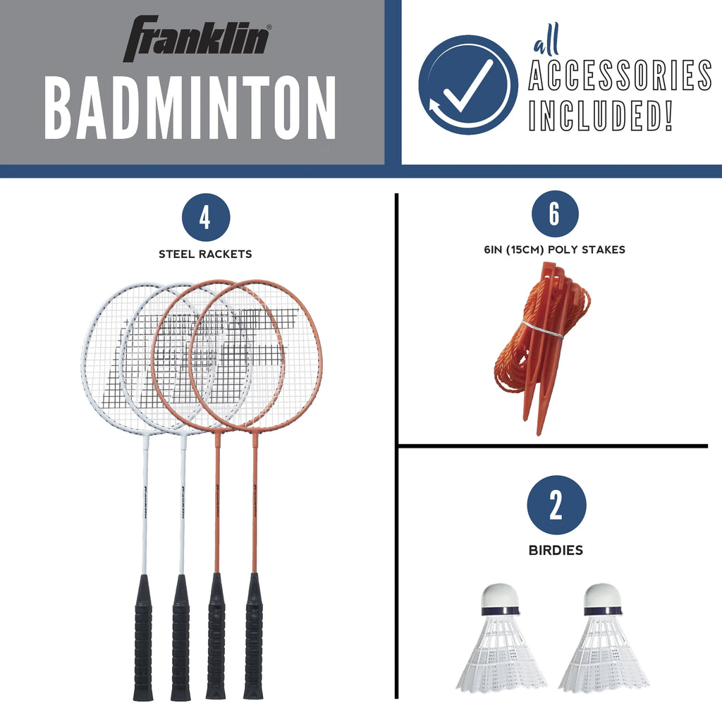Badminton Net Starter Set with 4 Rackets and 2 Birdies B57106