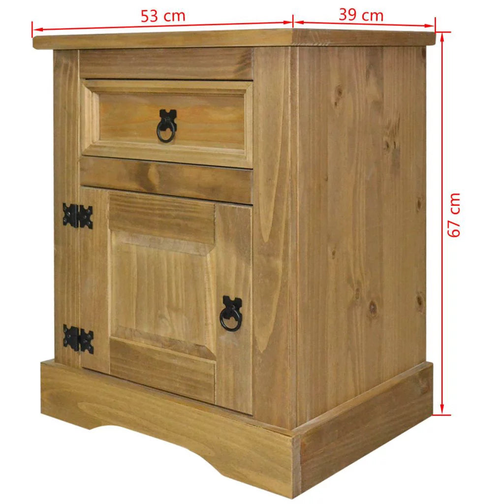 Rustic Wood Nightstand with Storage Drawer and Cabinet W301384