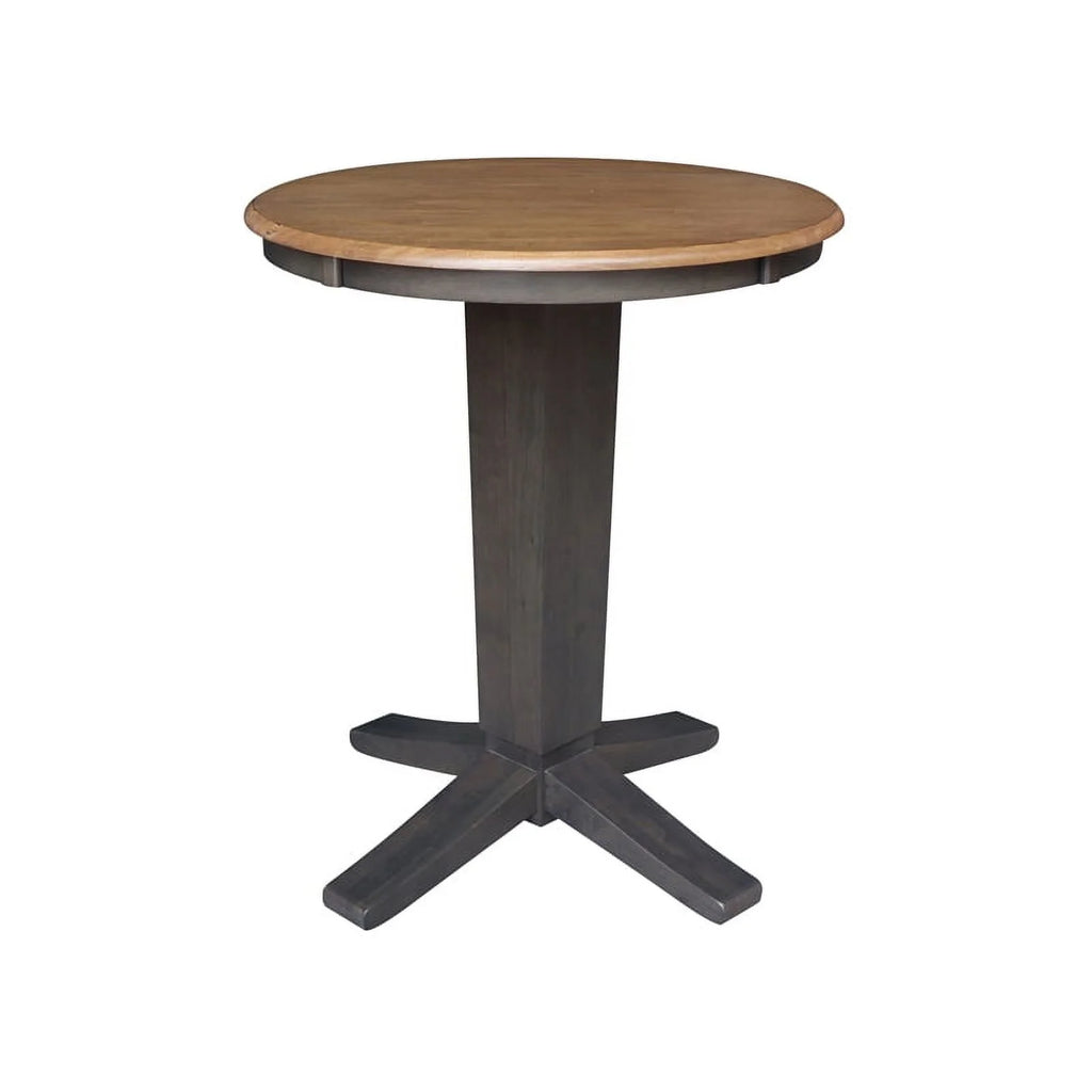 Solid Wood Round Top Dining Table with 2 Stools H56319