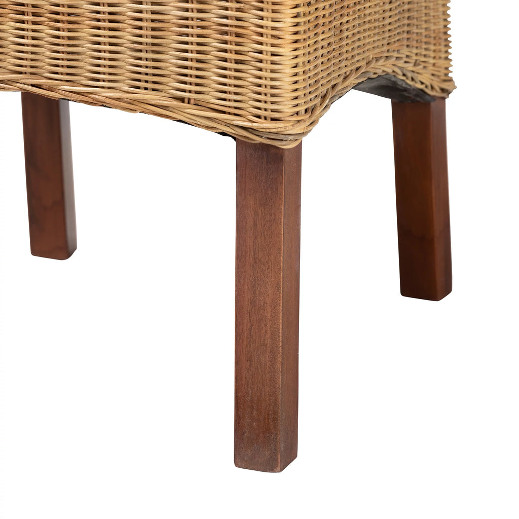 Natural Rattan and Mahogany Wood Dining Chair S590