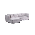 Light Gray Linen Fabric Reversible Sectional Sofa with Ottoman Y1787