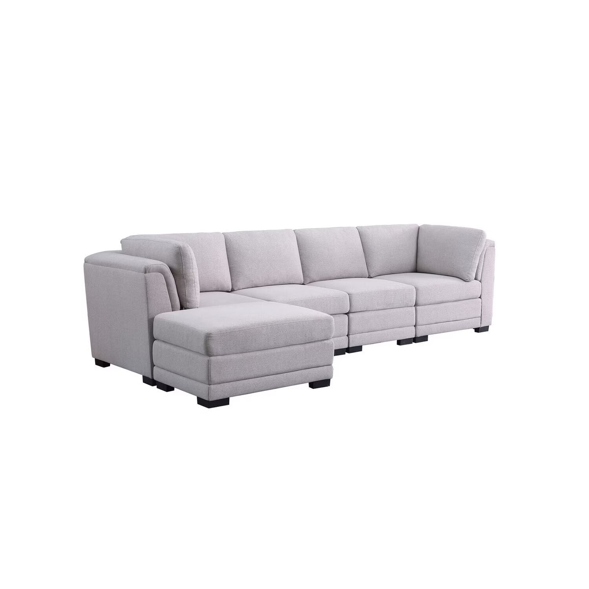 Light Gray Linen Fabric Reversible Sectional Sofa with Ottoman Y1787