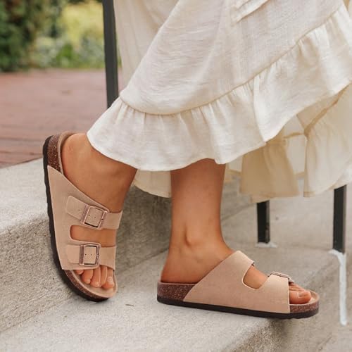 Women's Suede Adjustable Slide Sandals O382831