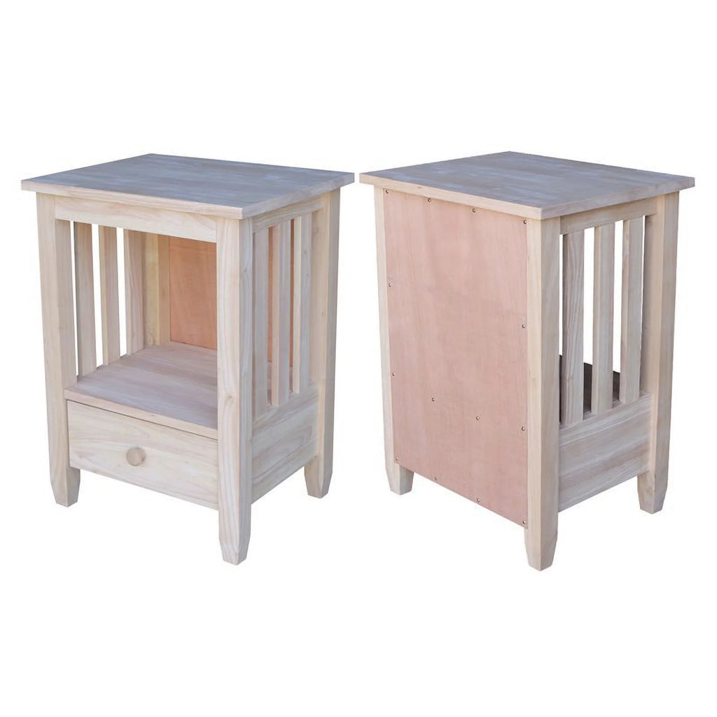 Solid Wood Unfinished End Table with Drawer D46461