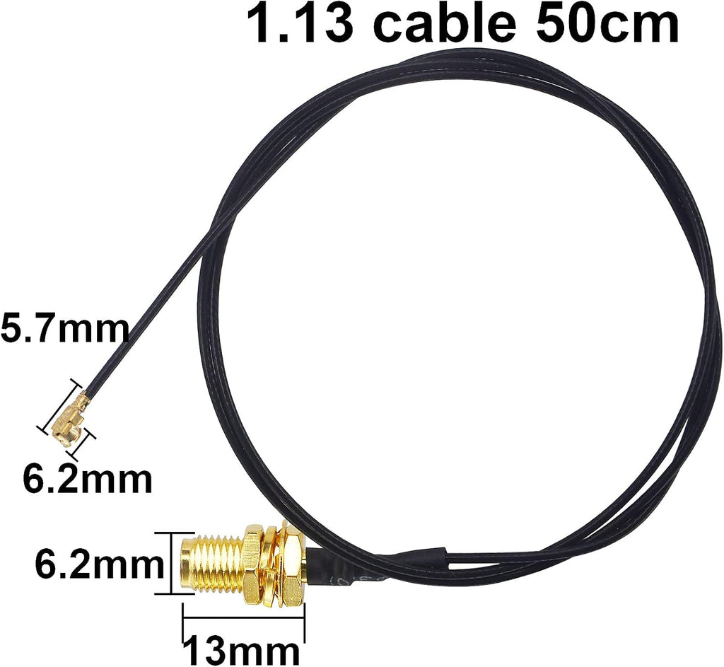 6dbi High Gain Omni-Directional WiFi Antenna & 1.64ft RP-SMA Extension Cable (2-Pack) I4696