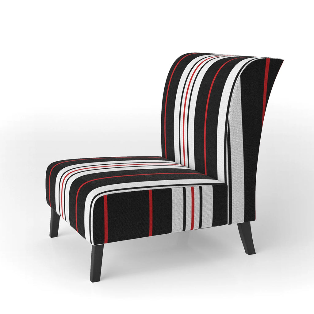 Black and White Striped Pattern Upholstered Accent Chair G49737