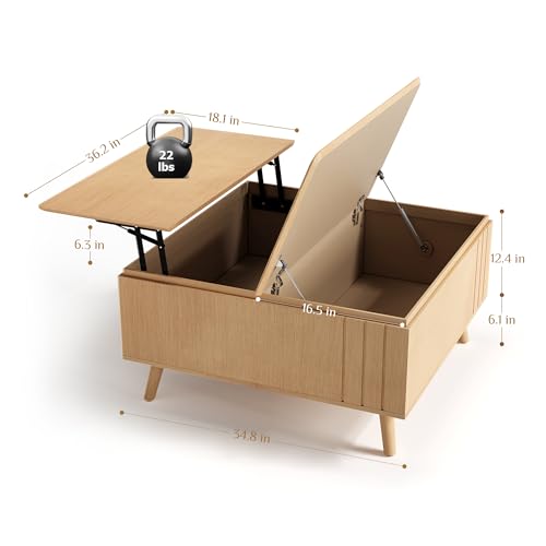 Round Storage Coffee Table with Sliding Cabinet Door, Walnut B911