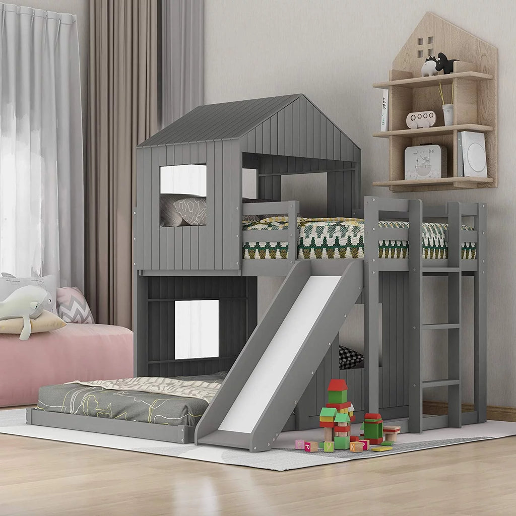 Pine Wood Twin-over-full Bunk Bed F1588