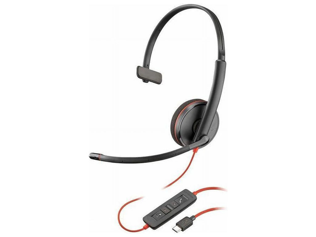 Black USB-C Wired On-ear Monaural Headset with Noise Cancelling Microphone I416