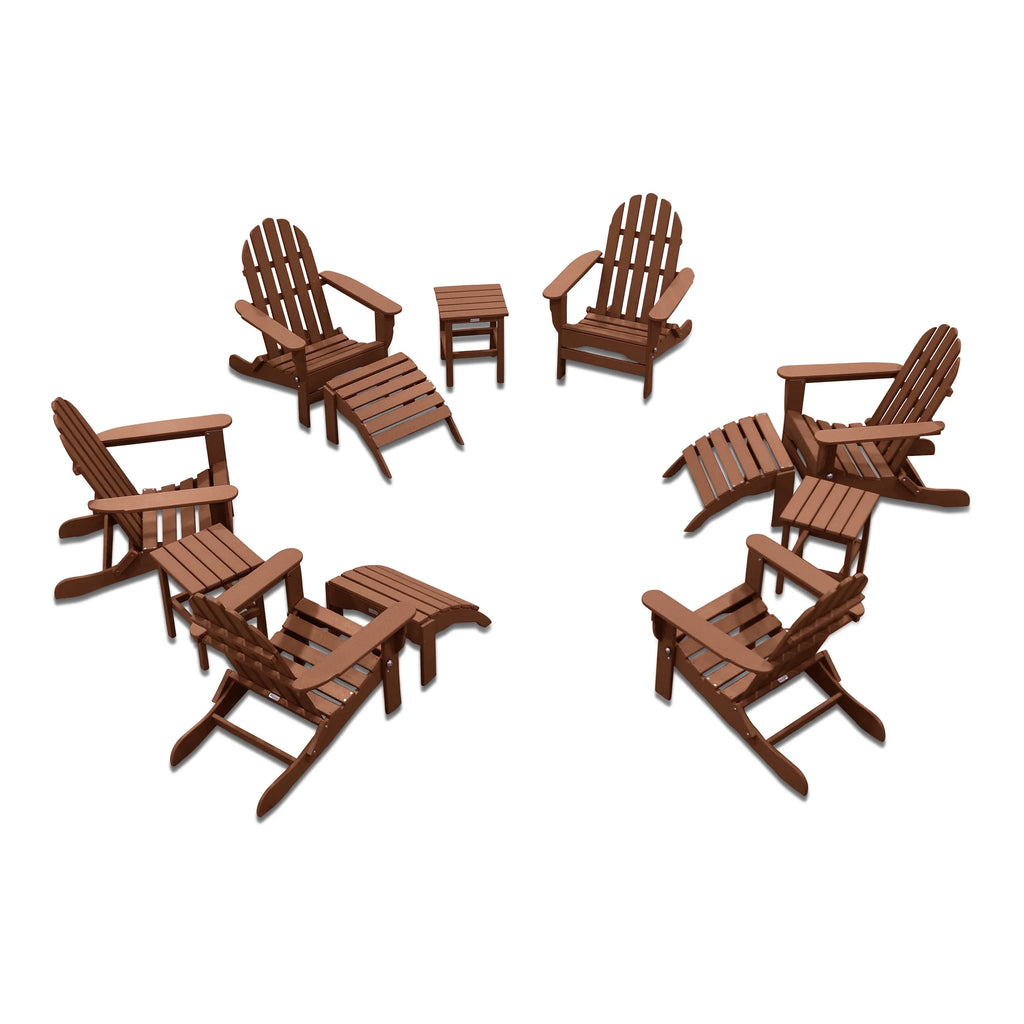 12-Pc Folding Adirondack Chair Set with Ottomans and Side Tables C482645