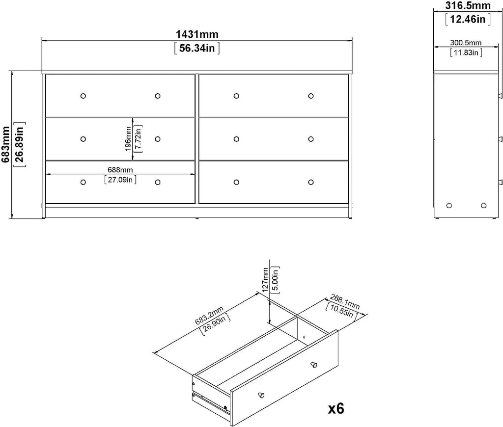 6 Drawer Double Dresser T908148