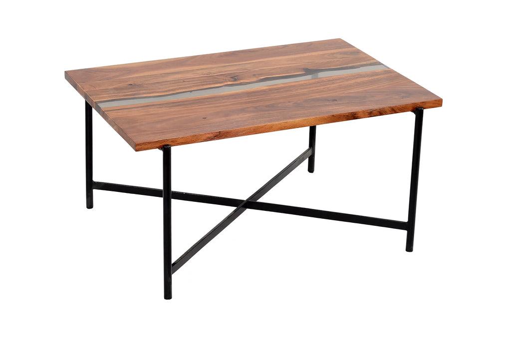 36" Acacia Wood and Acrylic Coffee Table Q5427