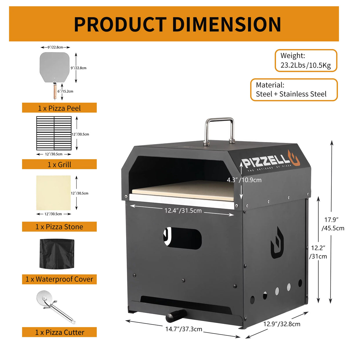 Black 16 inch Wood Fired Pizza Oven L162561