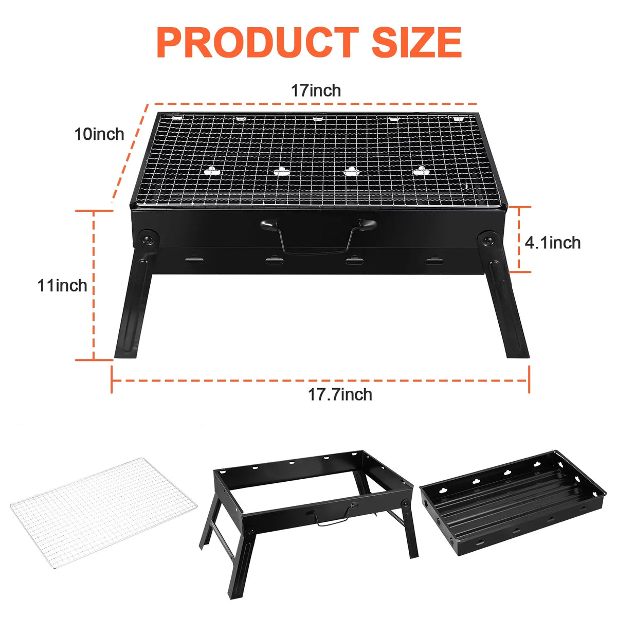 Charcoal Folding Portable Stainless Steel BBQ Grill H634