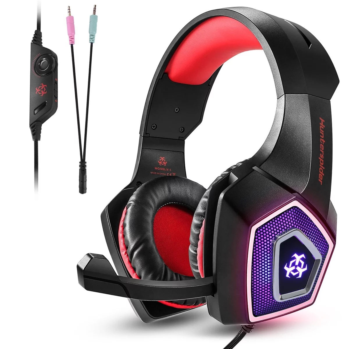 Gaming Headset with Mic, Over Ear 3.5mm Noise Canceling LED Light Y671354