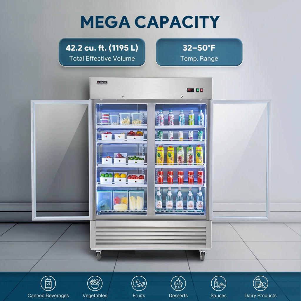 54" 2 Glass Door Display Refrigerator with 42.2 cu. ft. Capacity S4825