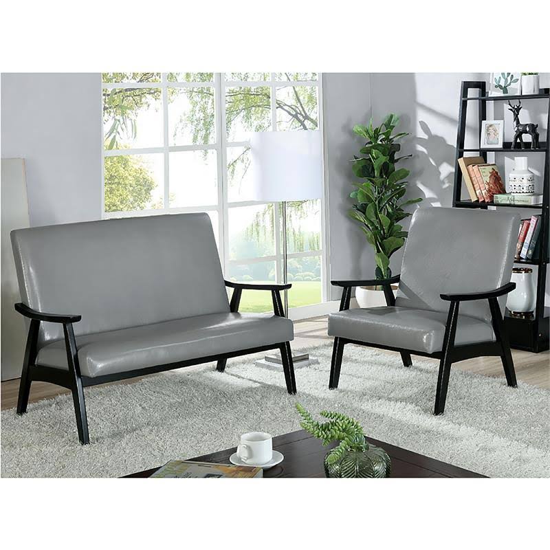 Light Gray Wood Padded Accent Chair (Set of 2) Y4404