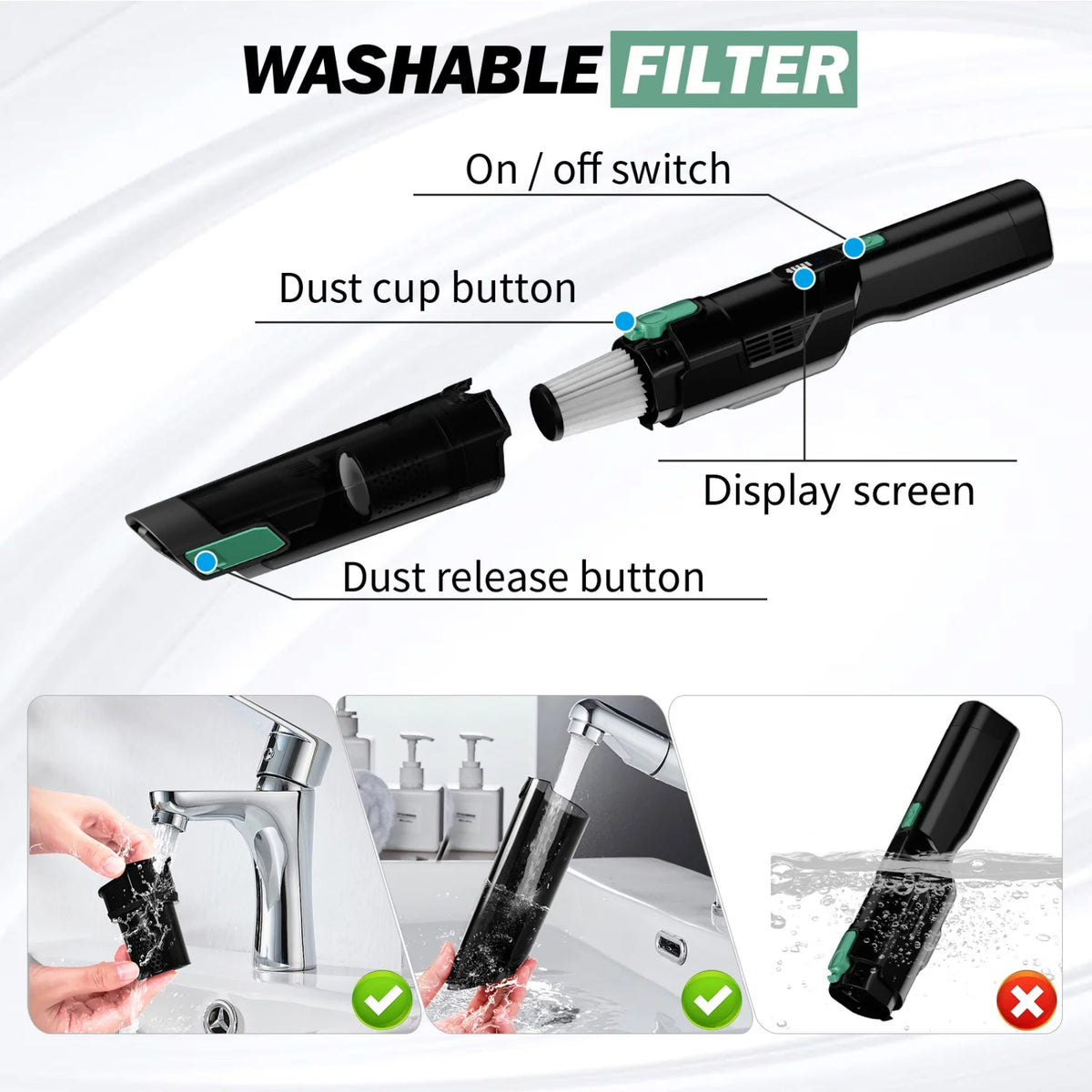Handheld Cordless Vacuum with 15KPA Suction L76142