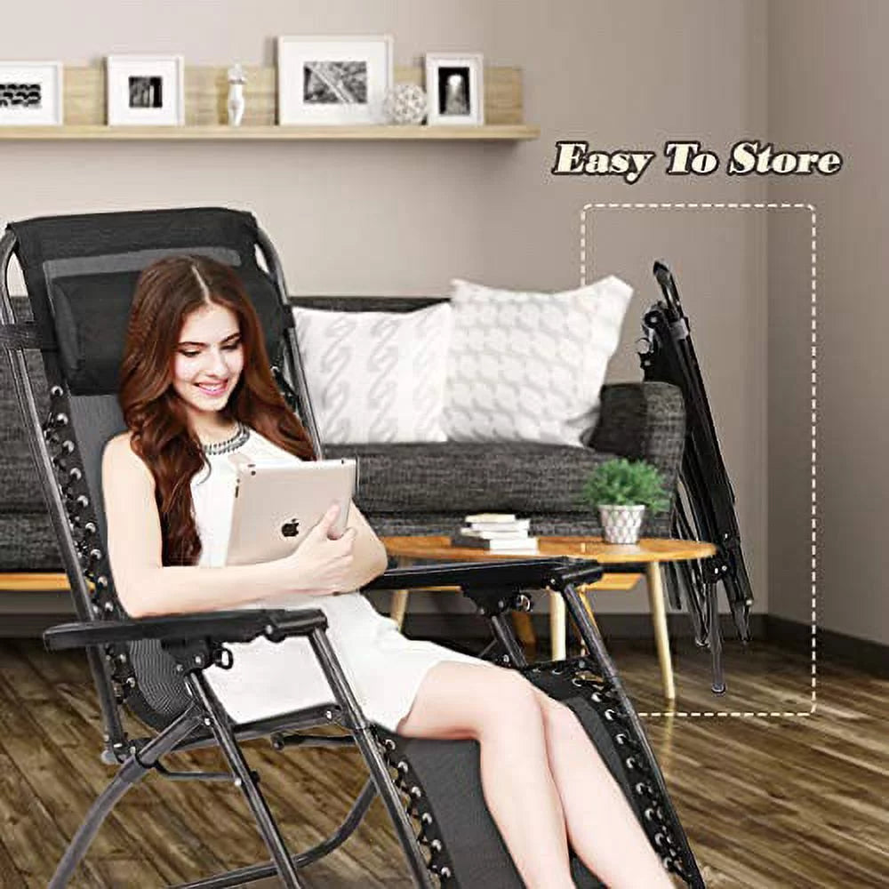 2 Pack Black and Gray Zero-Gravity Chair I838120