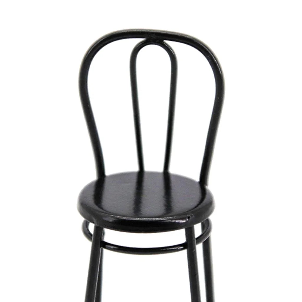 Black Metal Dollhouse Miniature Dining Furniture Seat M98708