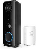 Black Video Doorbell Camera with Chime, 1080P Wireless WiFi, IP66 Waterproof, Two-Way Audio J4629