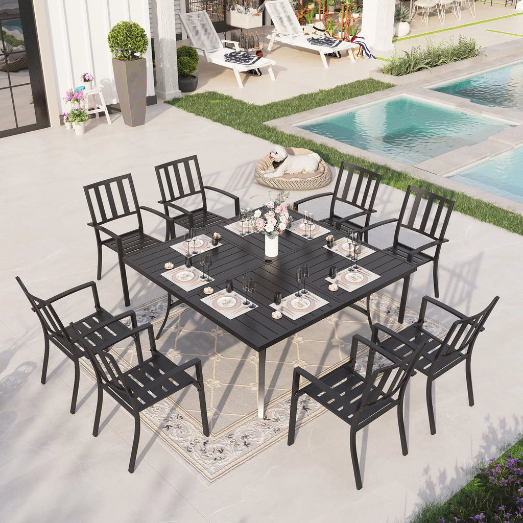 7 Piece Outdoor Patio Dining Set Metal Table and Chairs Z6476