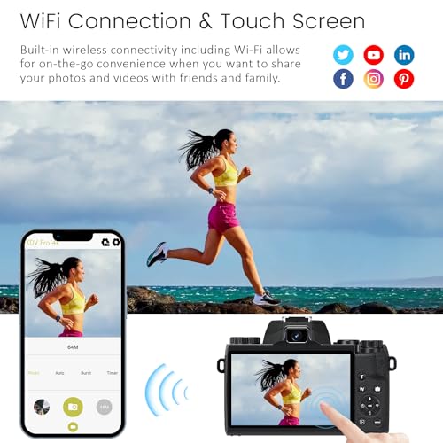 4K 64MP WiFi Touch Screen Digital Camera - Black B57413