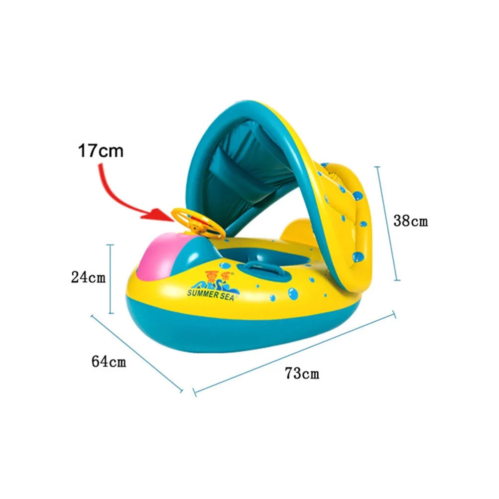 Inflatable Swimming Ring Baby Pool Float with Canopy Sunshade Roof T178
